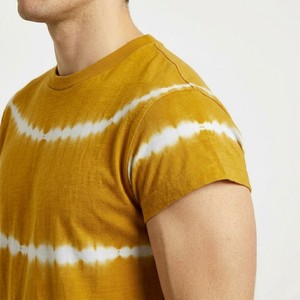Men's Tie Dye Striped Crew Neck T-Shirt And Shorts <b>Set</b> <b>Knitted</b> Casual Summer Outfit Mustard Yellow White Pattern - Product Image 4