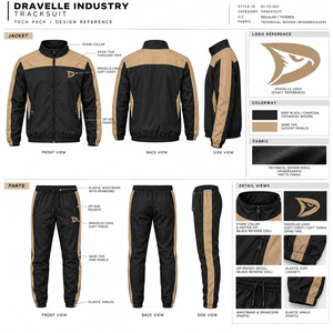 Ensemble de survêtement Onyx Sand pour homme, comprenant une veste coupe-vent à col montant avec fermeture éclair intégrale et bande latérale, et un pantalon à revers élastiques. - Product Image 4