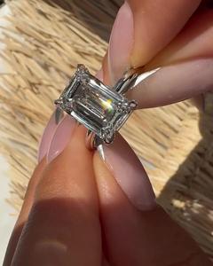 Custom 5 Ctw Emerald Cut Lab Grown Diamond Engagement <b>Ring</b> 10K 14K 18K Solid Gold Prong <b>Solitaire</b> Jewelry Manufacturer Wholesale - Product Image 5