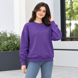 Sweat-shirt épais pour femme, col rond, chaud, avec bordures côtelées durables et services de broderie personnalisés - Product Image 4