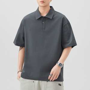 Camisa de Punto Sólida de Verano para Hombre de Alta Gama, Marca de Moda, Casual, Holgada, Manga Corta, 100% Algodón, Antiarrugas, Antipilling, Secado Rápido - Product Image 5