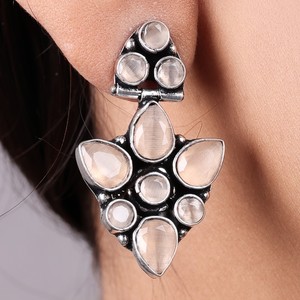 Large Quantity Wholesale Oxidized <b>Silver</b> Multi Stone <b>Dangle</b> <b>Earrings</b> for Women | Direct Factory Manufacturer Hot Selling Stock - Product Image 6