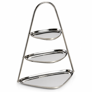 Support à chocolat triangulaire moderne à trois niveaux en argent pour restaurants, hôtels, mariages et événements – Tailles et couleurs personnalisées disponibles - Product Image 1