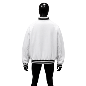 Premium Streetwear Relaxed Fit Varsity Wool Jacket With Fashionable Black Trim Zipper Closure Regular Fit Casual Style Solid Col - Product Image 2