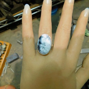 925 Sterling <b>Silver</b> Dendrite <b>Opal</b> Handmade <b>Ring</b> Natural Gemstone Boho Statement Jewelry - Product Image 6