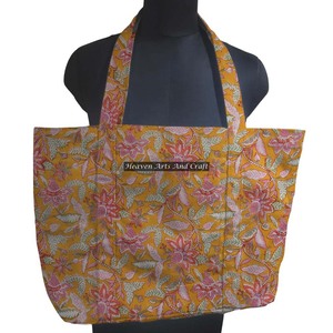 Main Bloc Imprimé Indien Coton Toile Femmes Sac À Bandoulière À La Main Sac Fourre-Tout Utiliser Pour Faire Du Shopping - Product Image 1