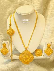 AWAIS HOUSE Women's Engagement Party Wedding Anniversary Gift Jewelry <b>Set</b> 6 Gram Gold Plated Brass Hiphop Infinity Claw Setting - Product Image 5