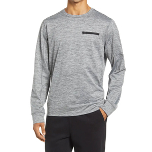 Sudadera de Cuello Redondo para Hombre, Color Gris, Manga Larga, Tejido de Punto, Corte Regular, Color Sólido, Casual - Product Image 1