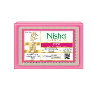 Savon nettoyant pour le corps Nisha Rose 125g Vegan, Nettoyage en douceur pour une peau douce et souple, Convient à tous les types de peau, Hommes et femmes - Product Image 1