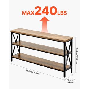 Mesa Consola de 3 Niveles de 55.1 Pulgadas, Mesa Larga para Entrada, Mesa Estrecha para Pasillo, Consola para Decoración del Hogar - Product Image 3