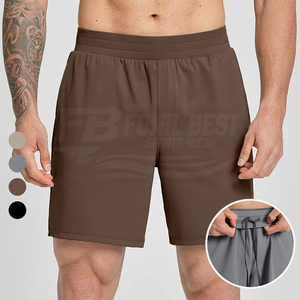 Men's Solid Gray <b>Elastic</b> Waist Quick Dry Bermuda Shorts with Pockets Casual Sport Wear - Product Image 6