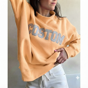 เสื้อสเวตเชิ้ตผ้าฟลีซคอตตอน 100% ทรงโอเวอร์ไซส์ คอเต่า สำหรับผู้หญิง ทรงหลวม สไตล์เรียบง่าย เหมาะสำหรับงานสตรีทแวร์ สามารถสั่งทำได้ - Product Image 1