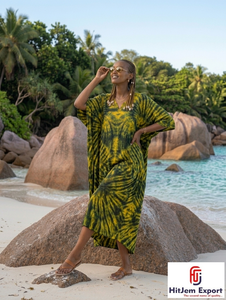 Custom Printed Women Beach <b>Kaftan</b> Dress Loose Fit <b>Summer</b> Cover Up Silk Cotton Rayon Polyester Bulk Supply - Product Image 2