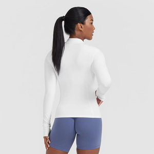 Veste zippée blanche de haute qualité pour femme, à manches longues, col montant, respirante, couleur unie, coupe classique, toutes saisons, hauts décontractés - Product Image 2