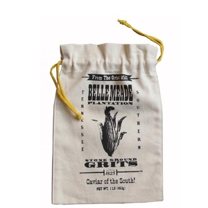 Petit cordon en coton personnalisé Toile de jute Couleur unie naturelle Détails du cordon de serrage Sacs cadeaux personnalisés en coton doux - Product Image 1