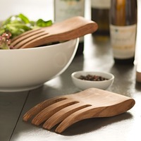 Repose-cuillères et pinces de cuisine en bois en forme de mains pour mélanger les légumes, mélangeurs de salade rustiques en bois pour la table à manger