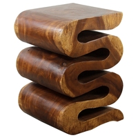 Table basse moderne en bois sculpté, design courbé, en bois de Suar massif, écologique, durable, artisanale, forme unique, mobilier pour la maison