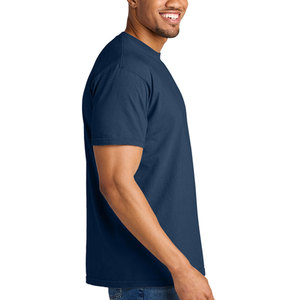 T-shirts pour hommes en coton biologique de bambou à manches courtes, col rond, bleu marine, avec logo imprimé, séchage rapide, respirants, vente en gros sur mesure - Product Image 2