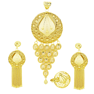 Juego de Colgantes Nupciales Chapados en Oro de 14K, 18K, 24K al por Mayor, Estilo Etíope, Eritreo, Africano, Turco, Dubái, con Formas Pesadas - Product Image 1