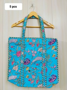 Luxury Handmade Quilted Cotton Shoulder Tote <b>Bags</b> for <b>Women</b> Stylish Block Print Sustainable Luggage Tote <b>Bag</b> Washable - Product Image 1
