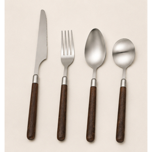 Juego de Cubiertos de Acero Inoxidable con Mango de Madera de Nogal Premium, Cubertería Retro de Lujo para el Hogar y Restaurantes, Cubiertos con Logotipo Personalizado - Product Image 3