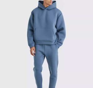 Wholesale Low Price Breathable Lightweight Casual Solid Quarter <b>Zip</b> Hooded Fleece Men's Sweatshirts Sweatpants Sets OEM Design - Product Image 2