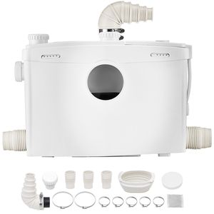 1200W Macerator <b>Pump</b> 4 Water Inlets 48 GPM Flow 33 Ft/10 m Head for Sewerage Toilet <b>Waste</b> Water Disposal 48 GPM Flow 33 Ft/10 m - Product Image 1