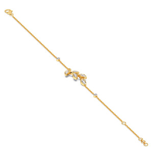 Bracelet asymétrique en forme de branche de feuille avec chaîne en diamant - Product Image 3