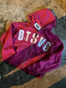 เสื้อฮู้ดครอปซิปผ้าฝ้ายเนื้อนุ่มฟอกสีสไตล์สตรีทแวร์ ประดับด้วยงานปักคริสตัล ดีไซน์เฉพาะตัวสำหรับผู้ชาย สไตล์ฮิปฮอป - Product Image 2