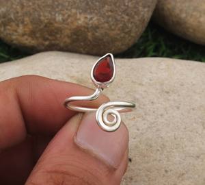 925 Sterling <b>Silver</b> Bezel Setting Red Garnet Brilliant Cut Handmade Classic <b>Boho</b> Dainty Solitaire <b>Ring</b> Certified Wedding Party - Product Image 3