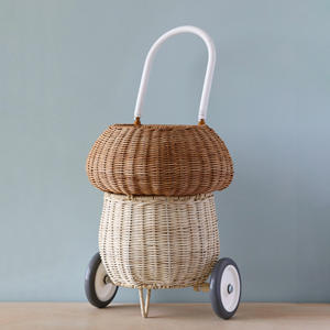 Juguetes para niños al por mayor, carrito de mimbre natural, cesta, maleta, bolsas con ruedas para cochecito al precio más bajo - Product Image 2