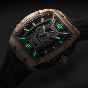 Montre mécanique à double squelette Bonest Gatti, système d'éclairage nocturne, mouvement automatique, bracelet en caoutchouc pour homme, résistance à l'eau 50M, BG5601 - Product Image 3