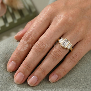 New Design Emerald Cut Fine <b>Diamond</b> Jewelry Lab Created <b>Diamond</b> <b>Ring</b> in Yellow Gold for Women's from India Supplier - Product Image 5