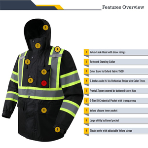 Chaqueta de Seguridad de Alta Visibilidad con Franjas Reflectantes, Tejido de Secado Rápido, Construcción Ligera, Ropa de Trabajo, Ropa Utilitaria para Exteriores - Product Image 3