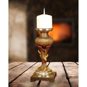 Decorative Antique Antique Brass Candle <b>Stand</b> with <b>Tree</b> Bark Design Durable Metal Home Decoration - Product Image 4