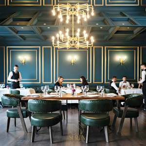 El último juego de comedor hecho a mano comercial Diseñador indio Mesa de comedor de restaurante hecha a mano de madera maciza - Product Image 1