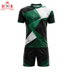 Ensemble de maillot et short de football pour homme, vert, noir et blanc, sublimation, polyester respirant, uniforme de football pour adulte - Product Image 3