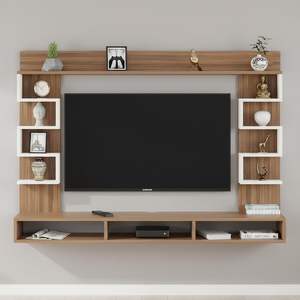 Meuble TV mural en bois d'ingénierie |   Support pour décodeur et meuble TV avec étagères pour livres et décorations - Product Image 1