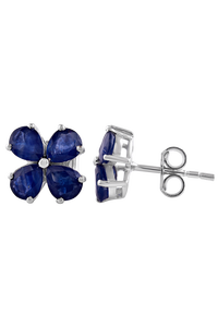 Pendientes de Zafiro Azul en Plata de Ley 92.5 KLST-30823 - Product Image 3