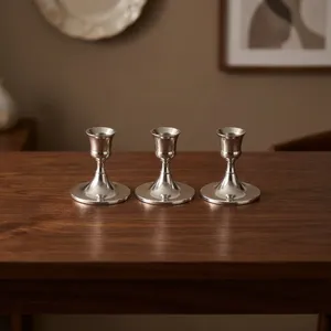 Silver Taper <b>Candle</b> Holders for Dining Table, Elegant Metal <b>Candle</b> Stand Set for Home Decor, Wedding & <b>Dinner</b> Centerpiece - Product Image 3