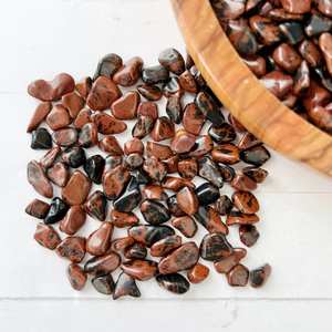 Pierres d'obsidienne acajou naturelle en vrac, polies, rouges et noires, pierres précieuses de guérison, respectueuses de l'environnement pour la fabrication de bijoux - Product Image 3