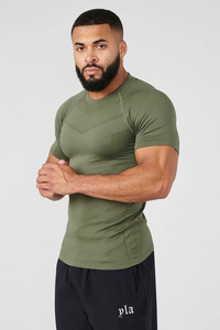 T-shirt de compression à manches longues pour homme, coupe ajustée, col rond, tissu jersey (polyester/coton/spandex) 320g, logo frontal, protection contre les chocs - Product Image 6