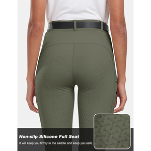 High Quality Women Silicone Full Riding Leggings Custom Logo Ladies Stretch Equestrian Breeches Horse Pants For Outdoor Sport - Product Image 6