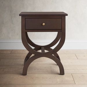 Unique Teak Wood <b>Bedside</b> <b>Table</b> Luxury Curved Leg Wooden Side Cabinet - Product Image 1