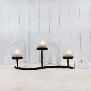 Support de bougie chauffe-plat en verre dépoli et fer blanc, fait main, durable, centre de table, décoration intérieure, lot de décoration pour fête d'anniversaire - Product Image 6
