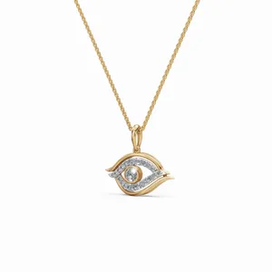 Collier pendentif diamant « Yeux de vigilance » en or jaune 18 carats, diamant taille ronde, pour femmes - Product Image 6