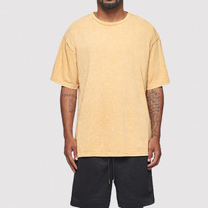 T-shirts en coton pour hommes, coupe ample, manches courtes, style streetwear, unisexe, 100% coton, matière respirante, effet délavé, coupe boxy. - Product Image 4