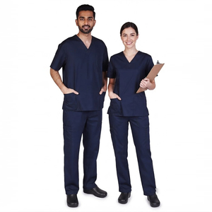 Unisex 2-Piece Doctors Nurses <b>Scrub</b> <b>Set</b> Medical <b>Scrub</b> <b>Set</b> for Nurses Hospital Uniform V-Neck 2 Pockets Shirt Jogger Pants Unisex - Product Image 1