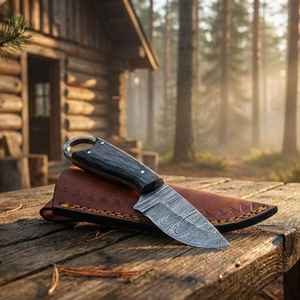 Couteau à lame fixe en acier Damas de haute qualité pour le camping en plein air, couteaux droits OEM, outil de survie en milieu sauvage, pointe tombante droite - Product Image 4