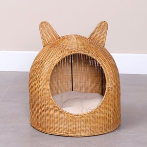 Muebles de interior para gatos, cama de madera para gatos, cesta para dormir para gatitos, sofá de ratán natural para mascotas, casa para mascotas - Product Image 3
